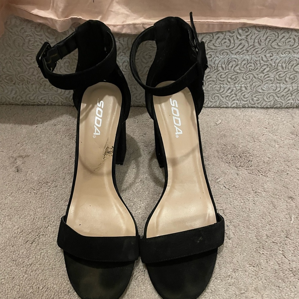 Soda Black Suede Heels
